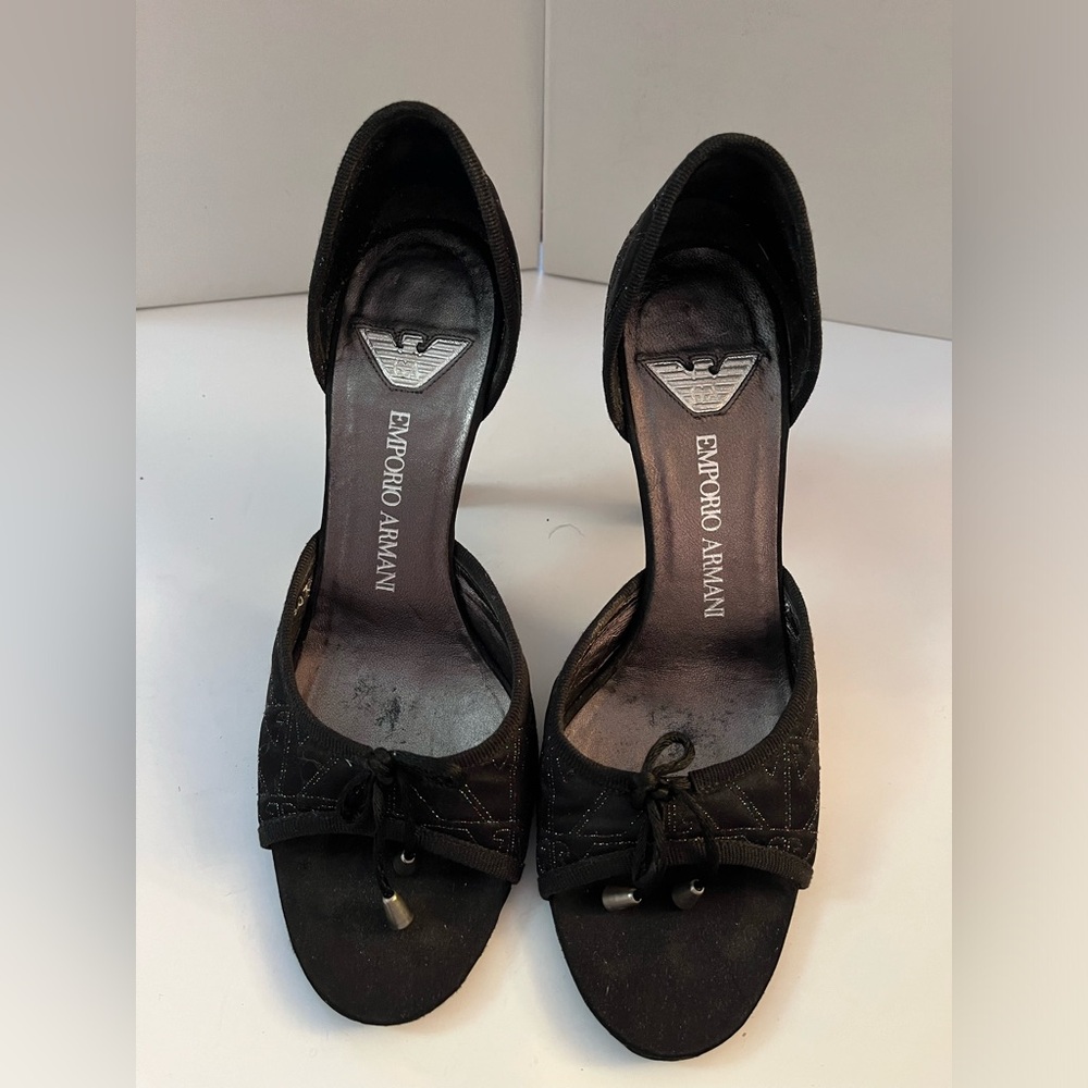 Giorgio Armani Black Tassel Heels Size 36.5